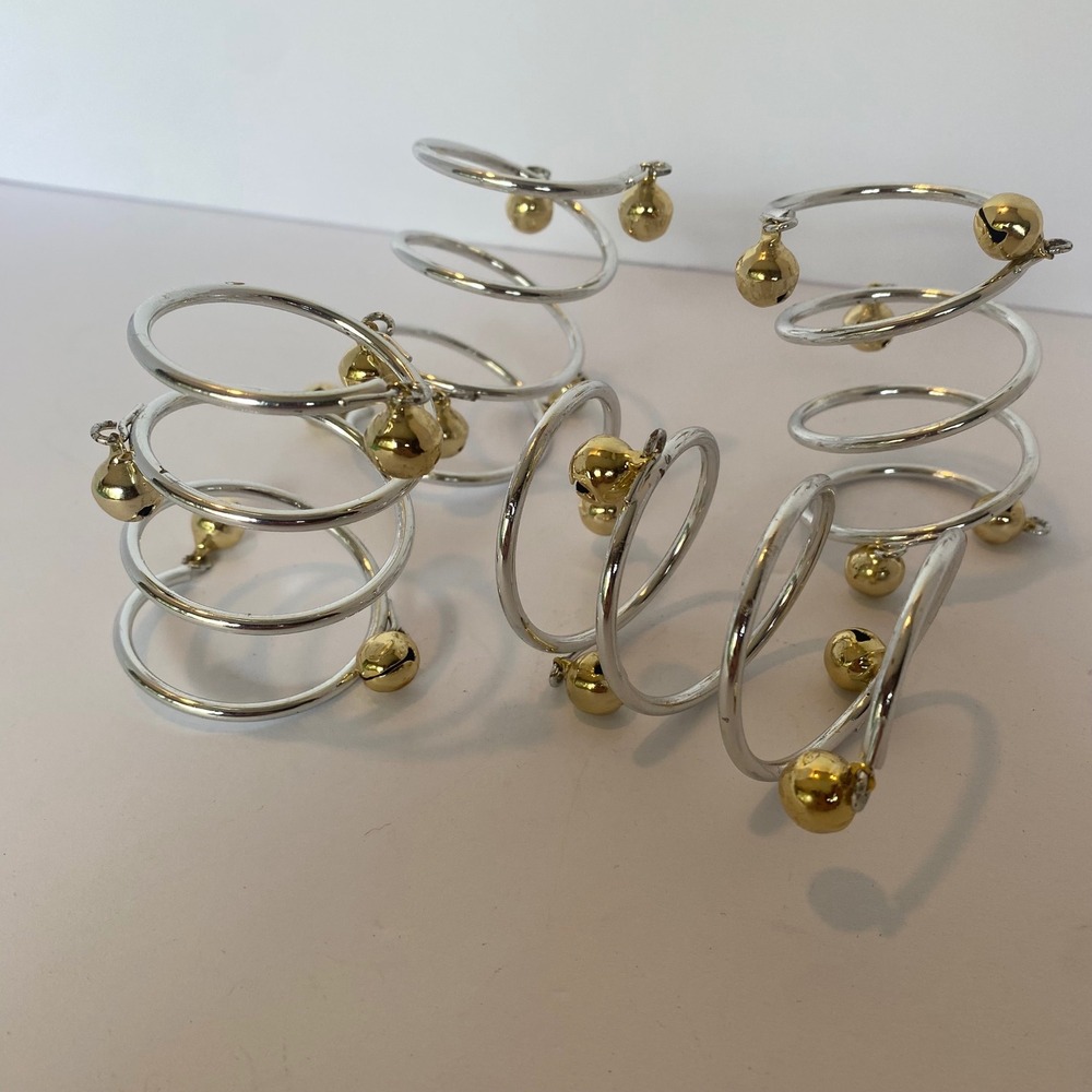 Spiral Napkin Rings OS Silver Gold Excellent Jingle Bell Set of 4 Dining Table